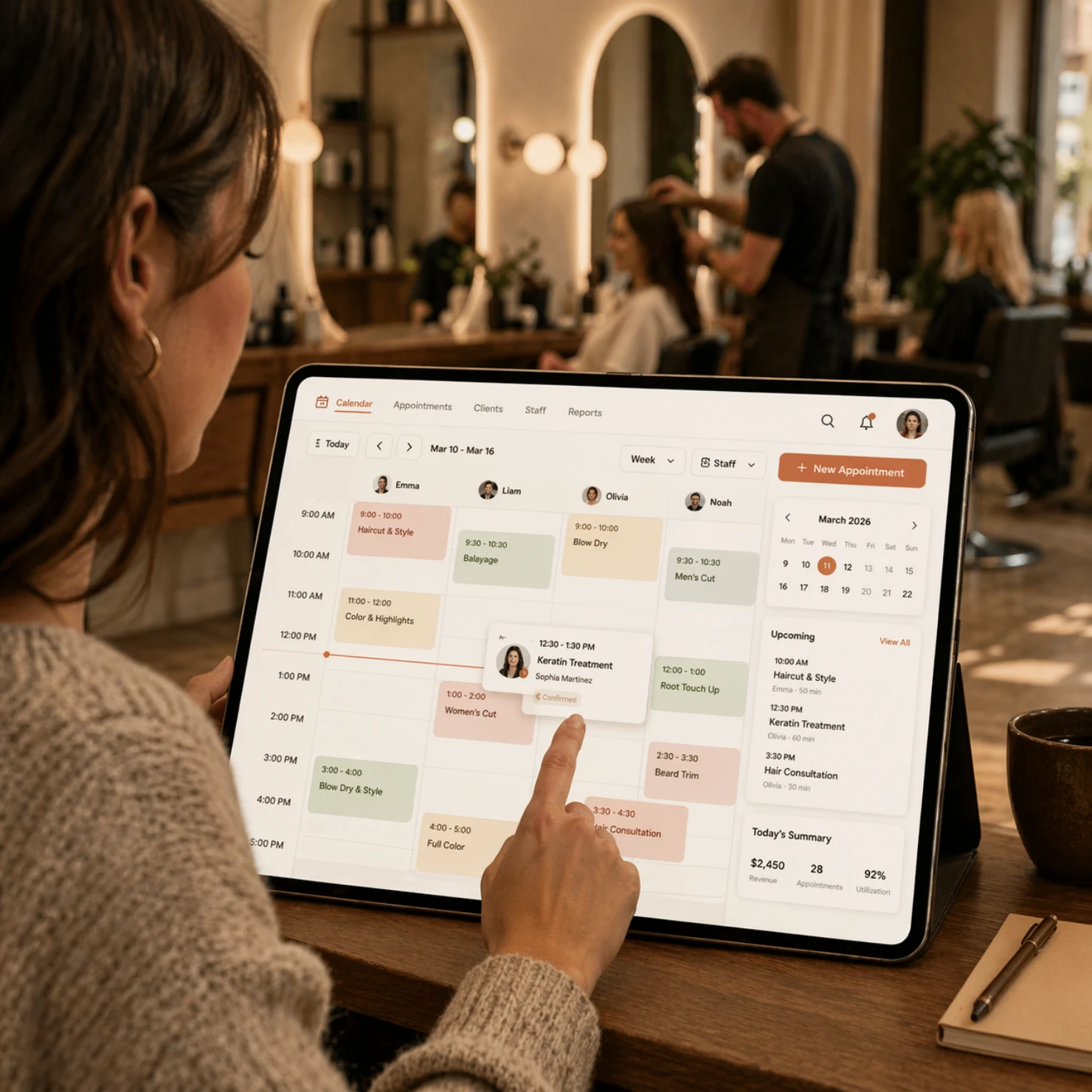 Foohat Smart Scheduling Software for Salon with Calendar, Staff Scheduling, Conflict Prevention, and Point of Sale (POS)